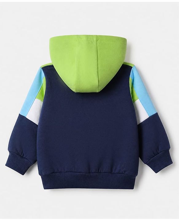 Babyhug Fleece Knit Sweatshirt with Full Sleeves, Athletic Applique and Football Patch in Green for 12-18 Months
