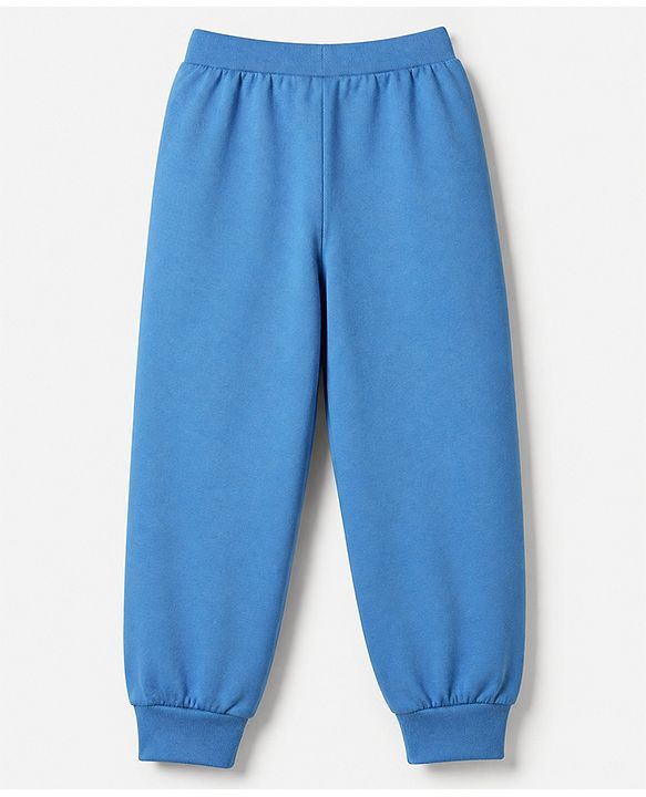 Babyhug Cotton Jersey Knit Full Length Lounge Pant with Drawstring and Nyc Varsity Text in Blue Yellow & Red Pack of 3