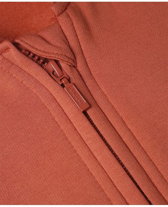 Babyhug Heavy Gauge Fleece Knit Front Open Full Sleeves Warm Hooded Sweat Jacket With Applique - Coral