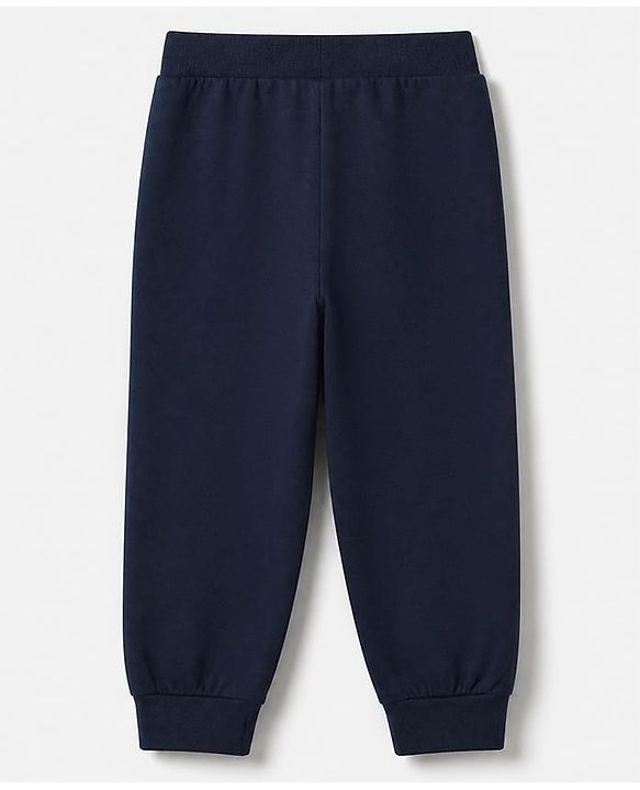 Babyhug Cotton Jersey Knit Full Length Lounge Pants With Text Print Pack Of 3 - Mustard Olive Green & Navy Blue