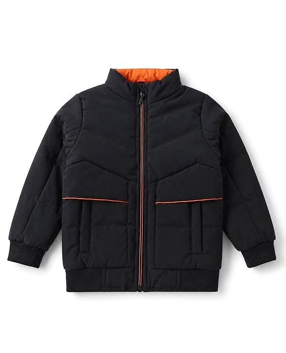 Pine Kids Woven Padded Winter Jacket with Full Sleeves - Navy Blue