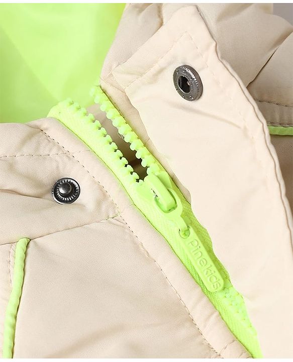 Pine Kids Woven Full Sleeves Hooded Padded Winter Jacket - Off White
