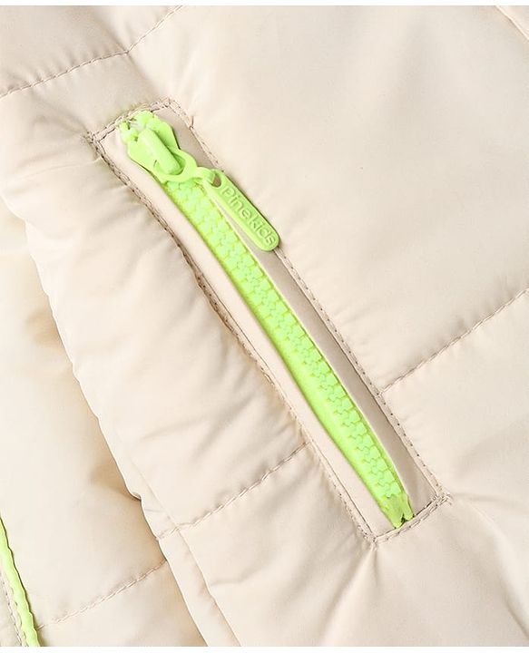 Pine Kids Woven Full Sleeves Hooded Padded Winter Jacket - Off White