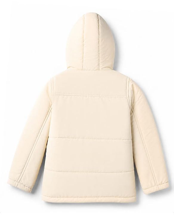 Pine Kids Woven Full Sleeves Hooded Padded Winter Jacket - Off White