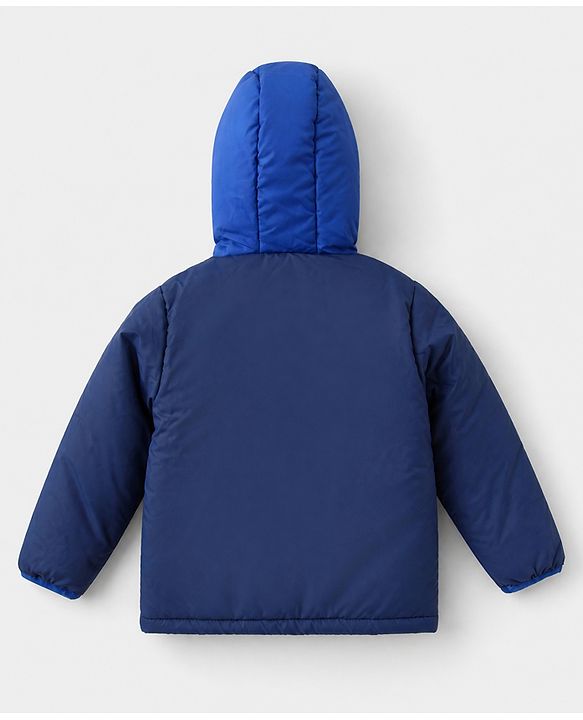 Pine Kids Woven Hooded Padded Jackets with Full Sleeves in Navy Blue for 4-5 Years