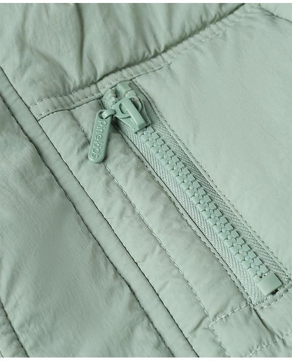 Pine Kids Woven Full Sleeves Solid Padded Winter Jacket - Light Green