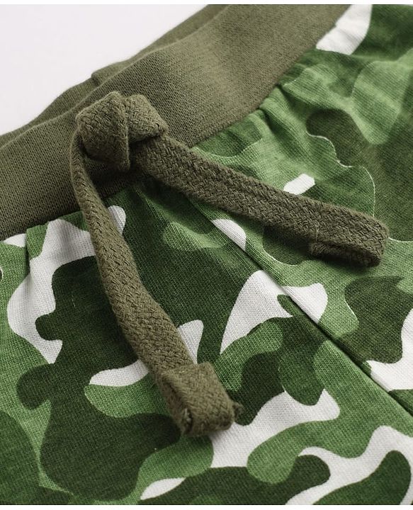 Babyhug Cotton Jersey Knit Full Length Track Pants with Camouflage Print Pack of 3 in Blue Green & Red