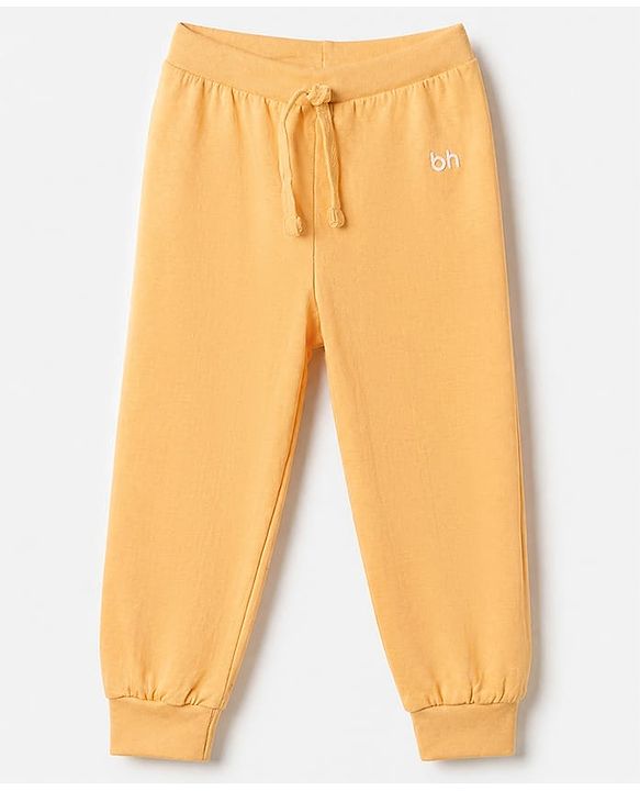 Babyhug Cotton Knit Jogger Fit Full Length Lounge Pants Pack of 3 - Yellow Orange Blue