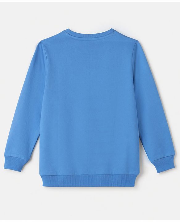 Pine Kids Cotton Mixes Knit Ful Sleeves Sweatshirts with Ship Print - Blue