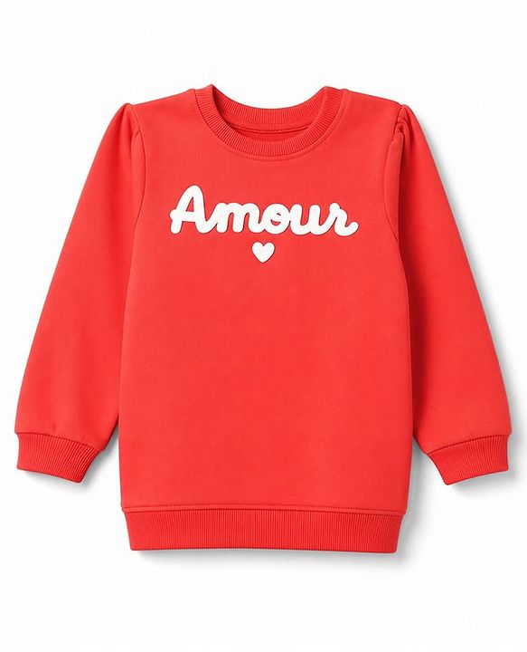 Babyhug 100% Cotton Terry Knit Full Sleeves Hearts & Amour Printed Sweatshirts Pack Of 2 - Red & Dark Pink