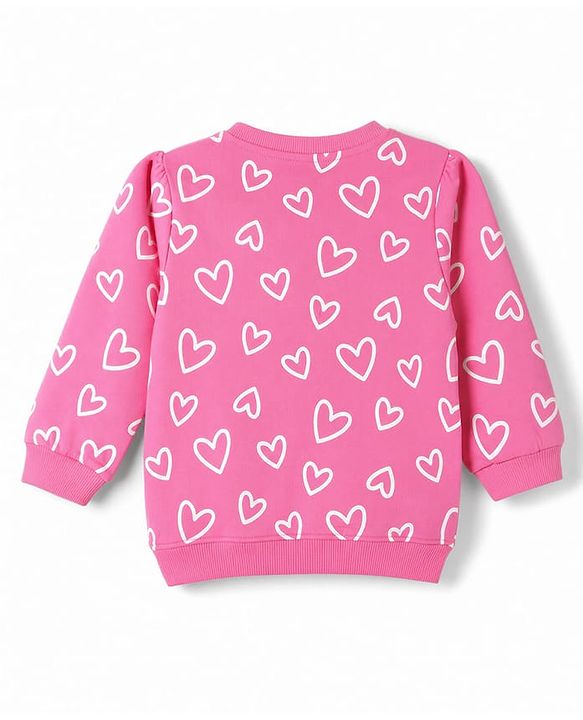 Babyhug 100% Cotton Terry Knit Full Sleeves Hearts & Amour Printed Sweatshirts Pack Of 2 - Red & Dark Pink