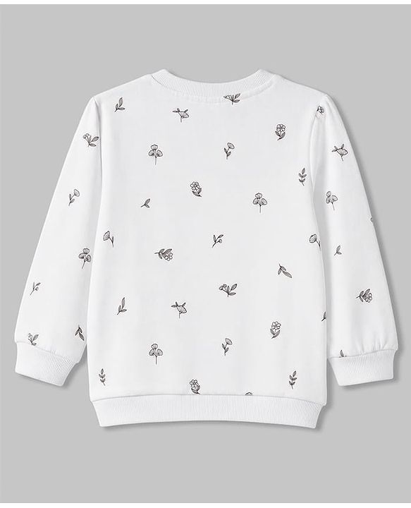 Babyhug 100% Cotton Terry Knit Full Sleeves Heavy Gauge Sweatshirt With Floral and Animal Print Pack of 2 - White & Green