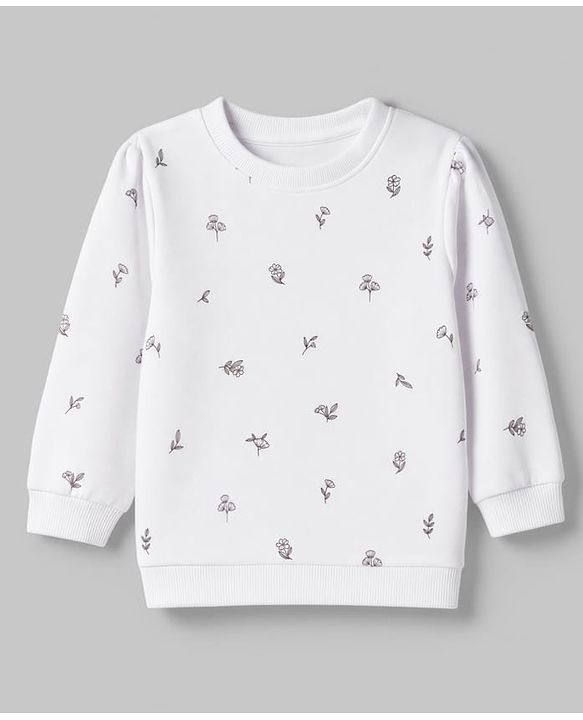 Babyhug 100% Cotton Terry Knit Full Sleeves Heavy Gauge Sweatshirt With Floral and Animal Print Pack of 2 - White & Green