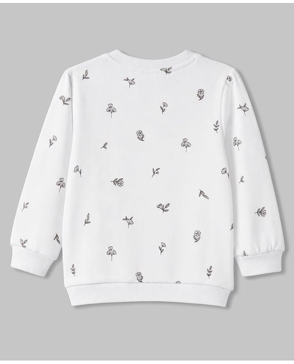 Babyhug 100% Cotton Terry Knit Full Sleeves Heavy Gauge Sweatshirt With Floral and Animal Print Pack of 2 - White & Green