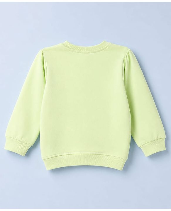Babyhug Heavy Gauge 100% Cotton Terry Knit Full Sleeves Sweatshirts With Floral & Text Print Pack of 2 - White & Light Green