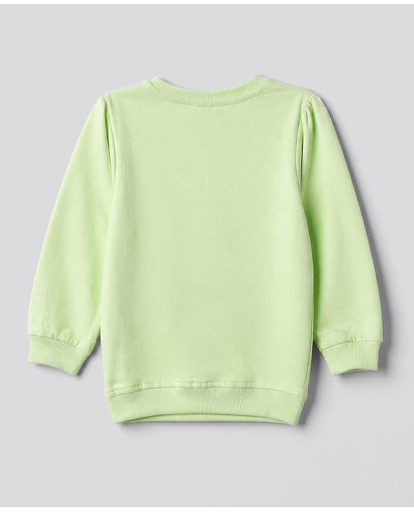 Babyhug Heavy Gauge 100% Cotton Terry Knit Full Sleeves Sweatshirts With Floral & Text Print Pack of 2 - White & Light Green