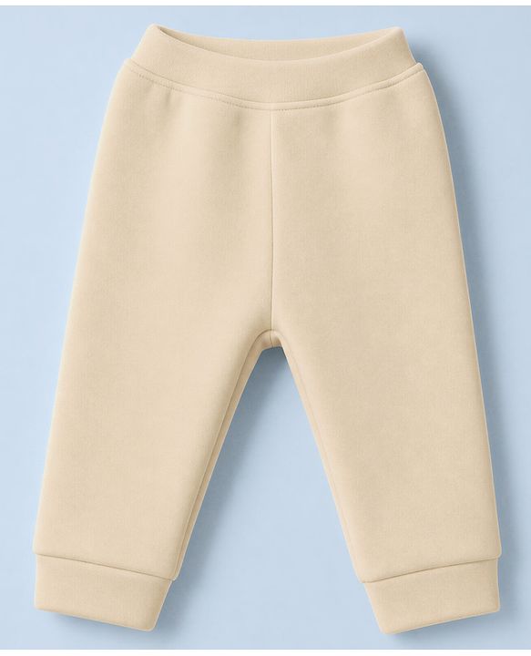 Babyhug Knit Full Sleeves Winter Wear Suit With Lion Patch - Cream