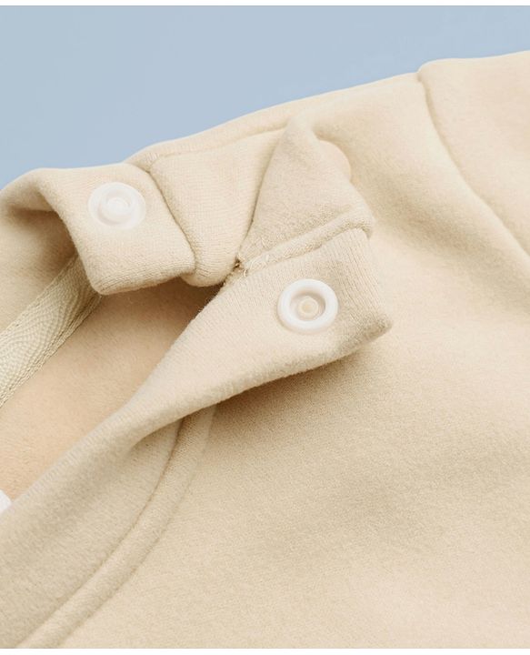 Babyhug Knit Full Sleeves Winter Wear Suit With Lion Patch - Cream