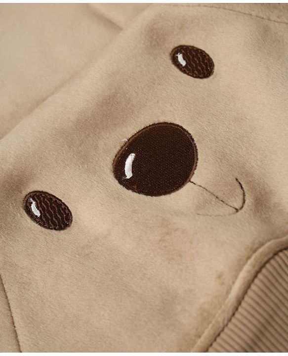 Babyhug Knit Full Sleeves Winter Wear Suits with Bear Applique - Beige