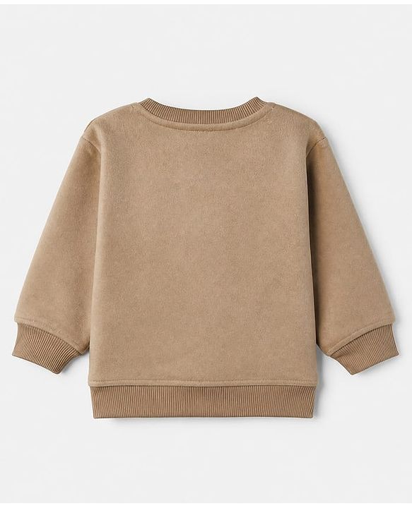 Babyhug Knit Full Sleeves Winter Wear Suits with Bear Applique - Beige