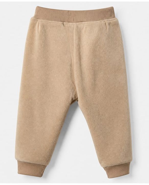 Babyhug Knit Full Sleeves Winter Wear Suits with Bear Applique - Beige