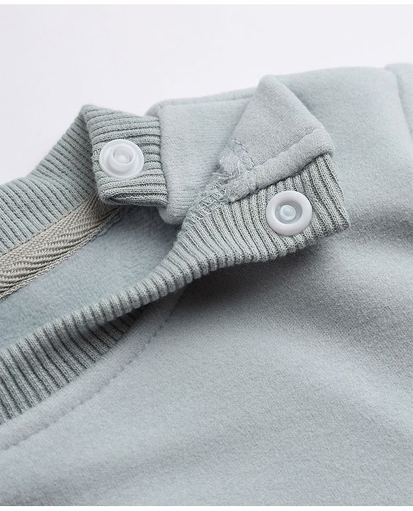 Babyhug Knit Full Sleeves Winter Wear Suit With Animal Embroidery - Blue
