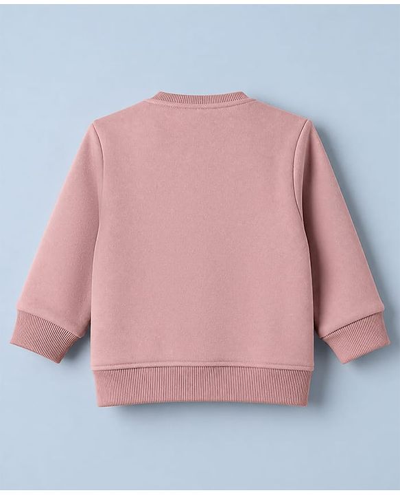 Babyhug Knit Full Sleeves Winter Wear Suit With Bear Patch - Pink