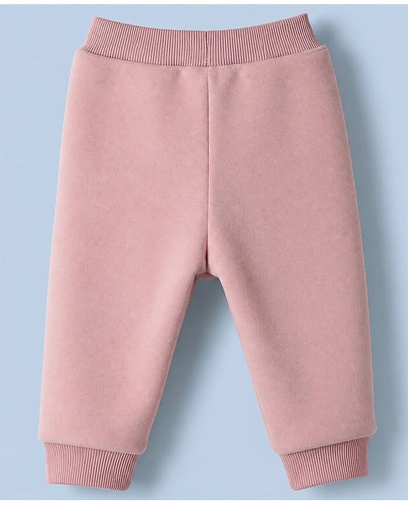 Babyhug Knit Full Sleeves Winter Wear Suit With Bear Patch - Pink