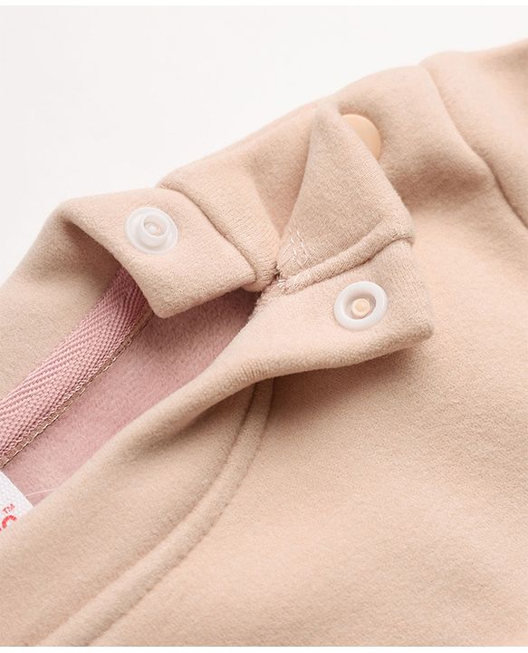 Babyhug Knit Full Sleeves Winter Wear Suit With Animal Patch & Embroidery - Pink