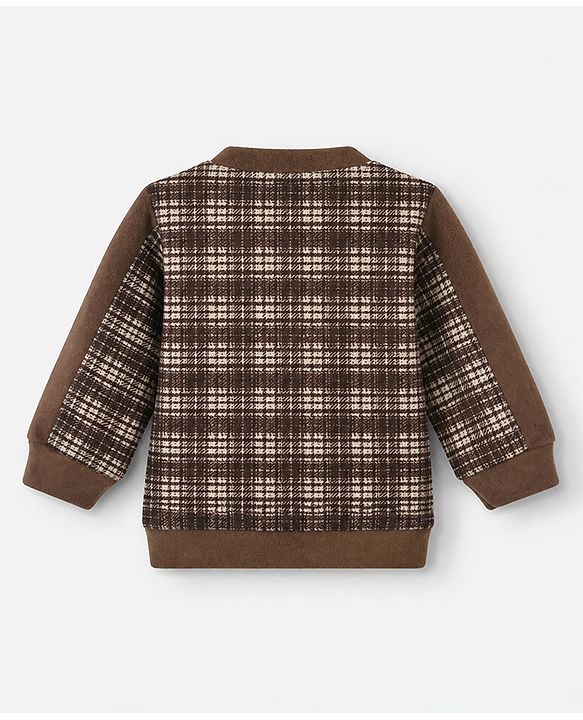 Babyhug Knit Sweatshirt and Pant with Full Sleeves and Bear Applique in Brown for 0-3 Months