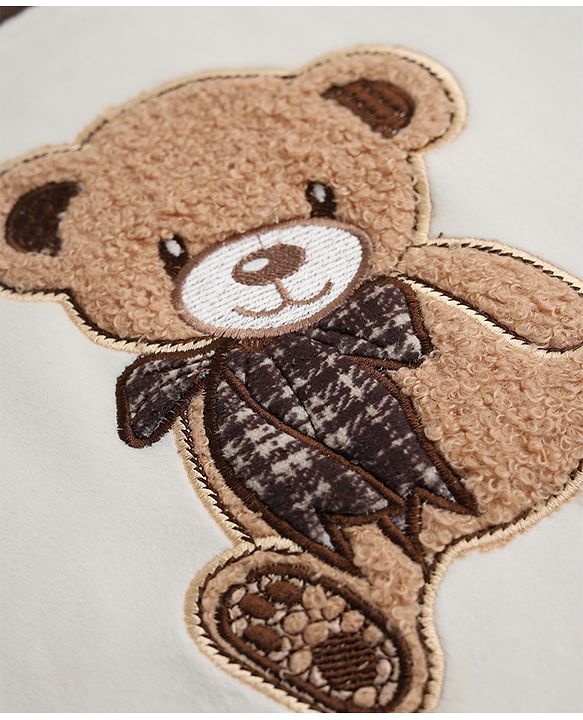 Babyhug Knit Sweatshirt and Pant with Full Sleeves and Bear Applique in Brown for 0-3 Months
