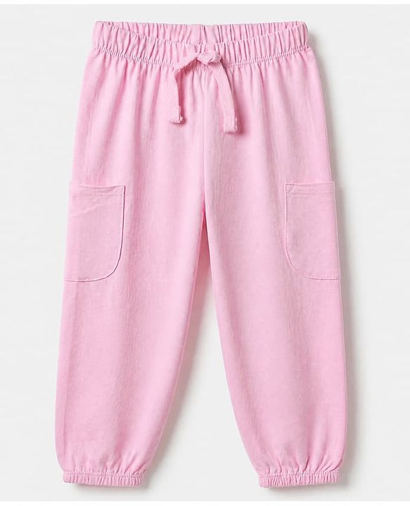 Babyhug Cotton Knit Jogger Fit Full Length Solid Lounge Pant Pack of 3 in Pink Navy Blue