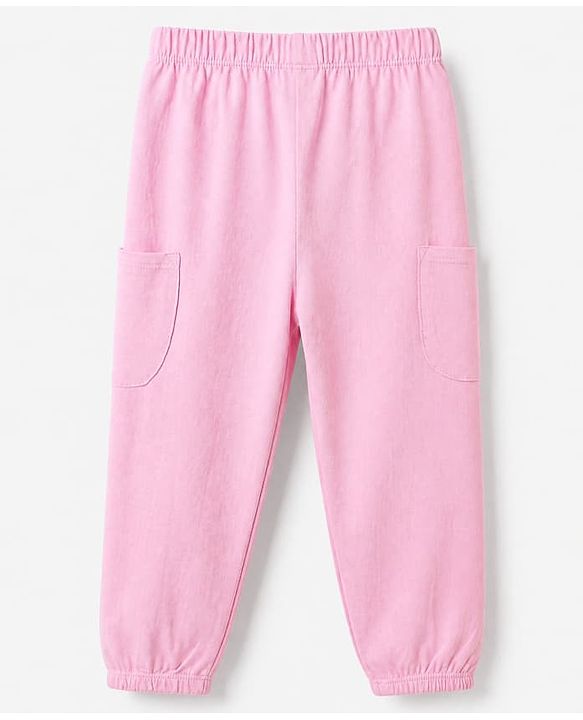 Babyhug Cotton Knit Jogger Fit Full Length Solid Lounge Pant Pack of 3 in Pink Navy Blue