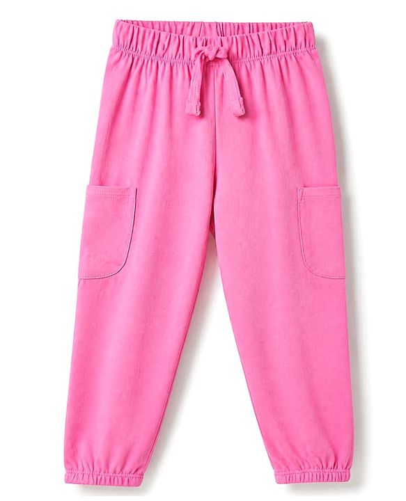 Babyhug Cotton Knit Jogger Fit Full Length Solid Lounge Pant Pack of 3 in Pink Navy Blue