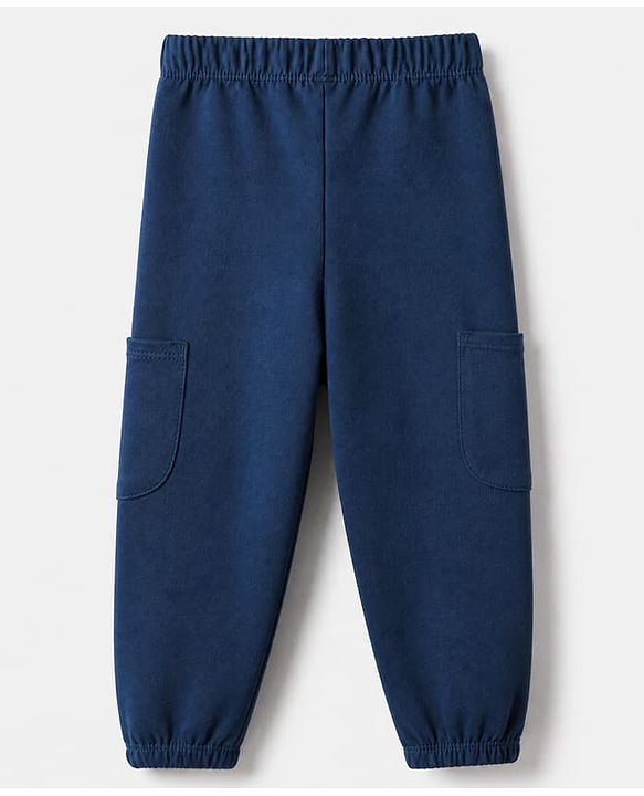 Babyhug Cotton Knit Jogger Fit Full Length Solid Lounge Pant Pack of 3 in Pink Navy Blue