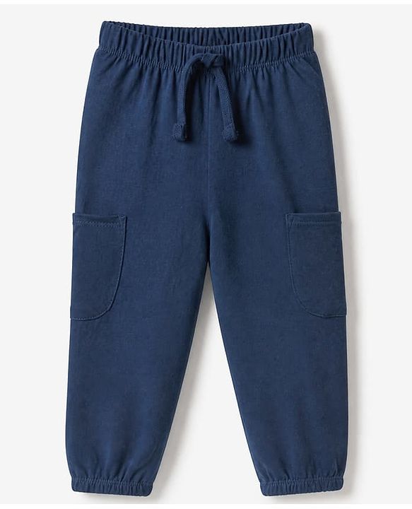 Babyhug Cotton Knit Jogger Fit Full Length Solid Lounge Pant Pack of 3 in Pink Navy Blue