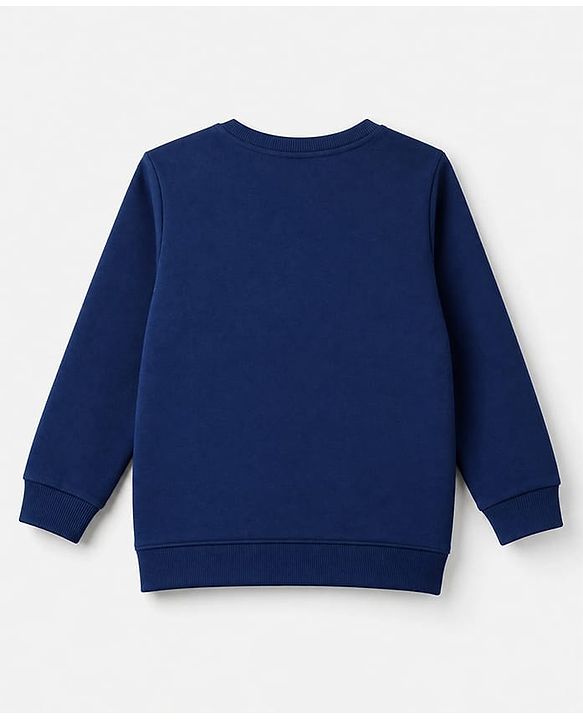 Babyhug 100% Cotton Terry Knit Sweatshirt with Full Sleeves and Santa' Favourite Text Print - Navy Blue