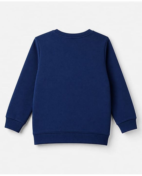 Babyhug 100% Cotton Terry Knit Sweatshirt with Full Sleeves and Santa' Favourite Text Print - Navy Blue