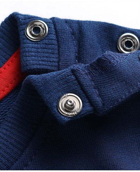 Babyhug 100% Cotton Terry Knit Sweatshirt with Full Sleeves and Santa' Favourite Text Print - Navy Blue