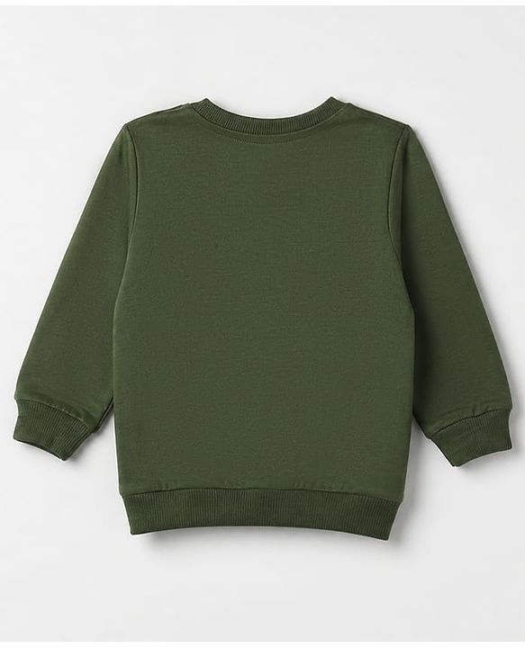 Babyhug Heavy Gauge 100% Cotton Terry Full Sleeves Sweatshirt With Jungle Safari Theme Print - Green