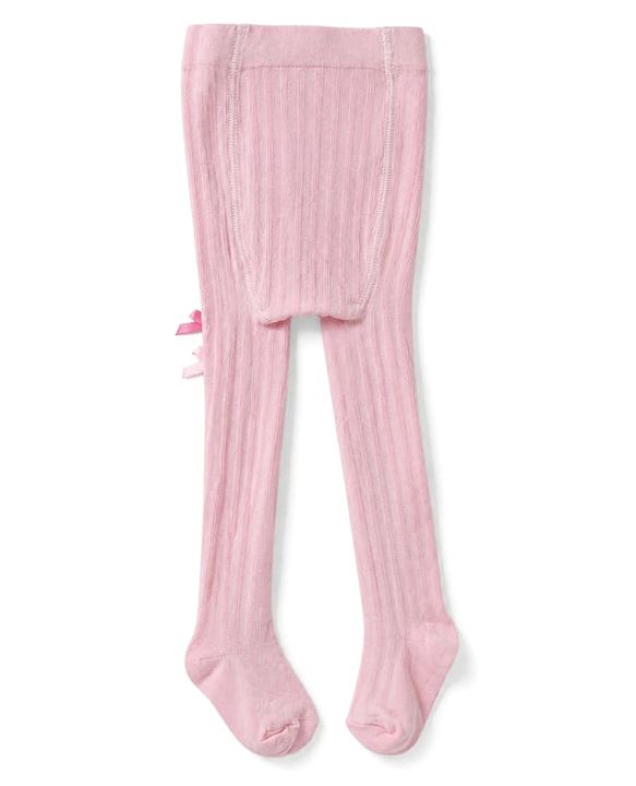 Cute Walk by babyhug Non Terry Knit Anti-bacterial Full Length Tights With Bow Applique - Pink