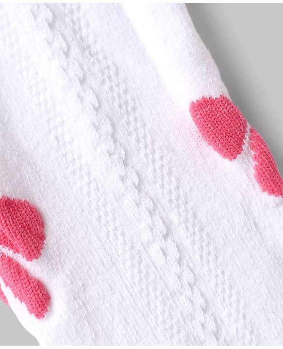 Cute Walk by Babyhug Cotton Non terry Knit Tights with Bow Design in White