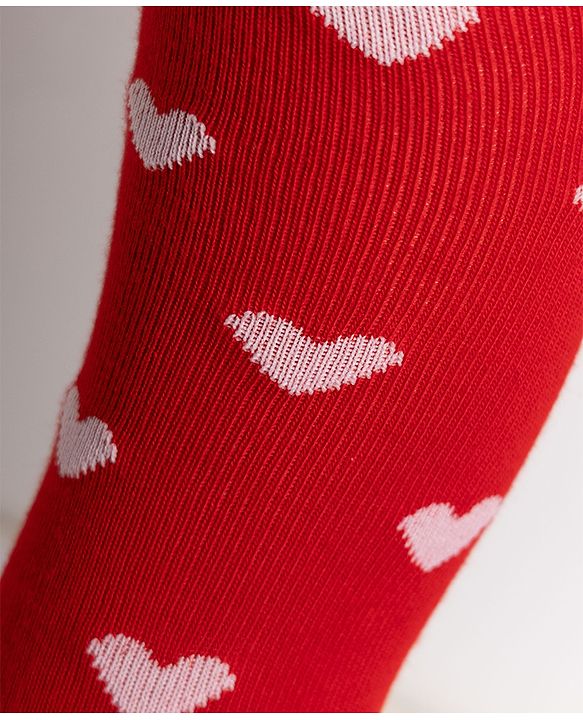 Cute Walk by Babyhug Non terry Knit Full Length Tights with Heart Print - Red