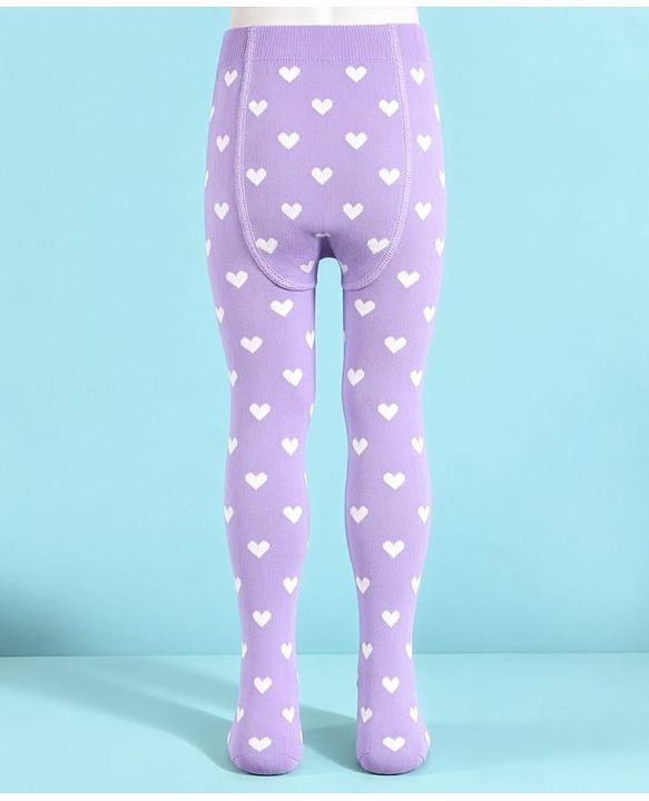Cute Walk by Babyhug Non terry Knit Full Length Tights with Heart Print - Red