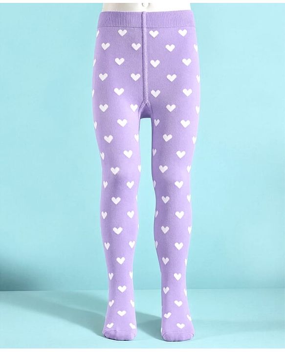 Cute Walk by Babyhug Non terry Knit Full Length Tights with Heart Print - Red