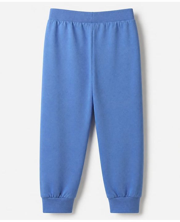 Babyhug Cotton Jersey Knit Full Length Jogger Fit Lounge Pants with Vehicle Print Pack of 3 In Black White & Blue