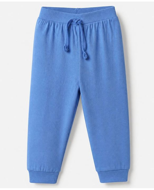 Babyhug Cotton Jersey Knit Full Length Jogger Fit Lounge Pants with Vehicle Print Pack of 3 In Black White & Blue