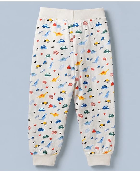 Babyhug Cotton Knit Full Length Jogger Fit Lounge Pant With Animal Print Pack of 3 - Red White