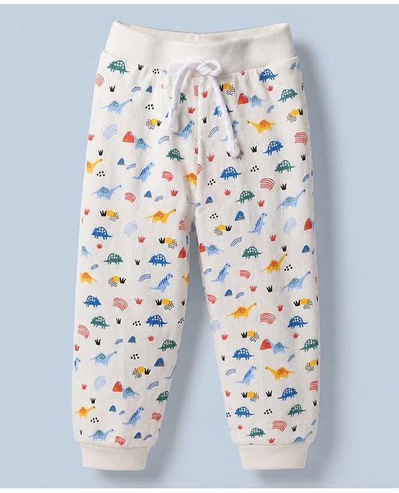 Babyhug Cotton Knit Full Length Jogger Fit Lounge Pant With Animal Print Pack of 3 - Red White