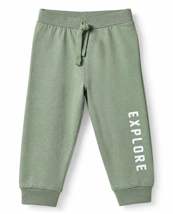 Babyhug Cotton Jersey Knit Full Length Jogger Fit Solid Lounge Pant with Camouflage Pack of 3 in Green Beige